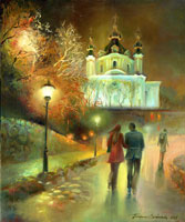 Купить картину. Цена 2 000 грн. Ночной Андреевский (масло, холст, 60x50см)